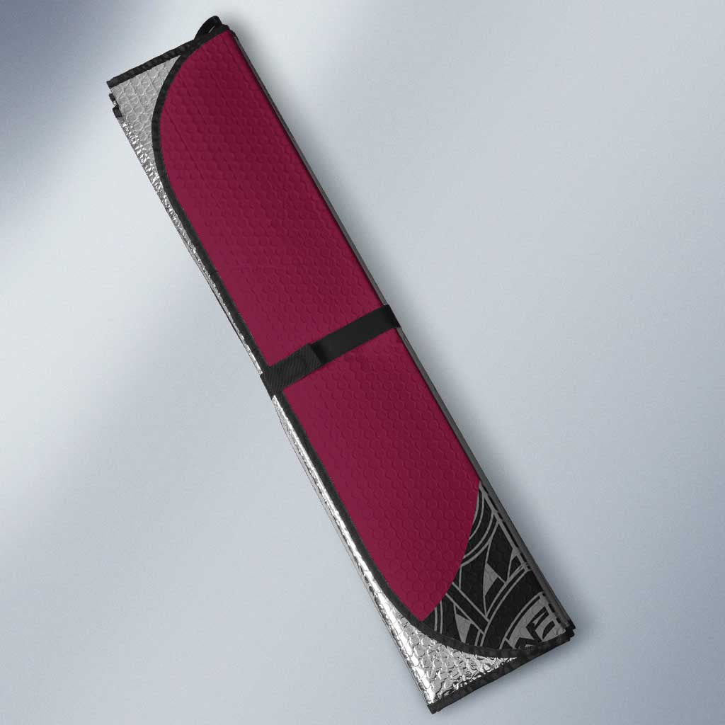 Queensland Maori Rugby Nga Hau e Wha Auto Sun Shade Maroon Motif - Polynesian Pride