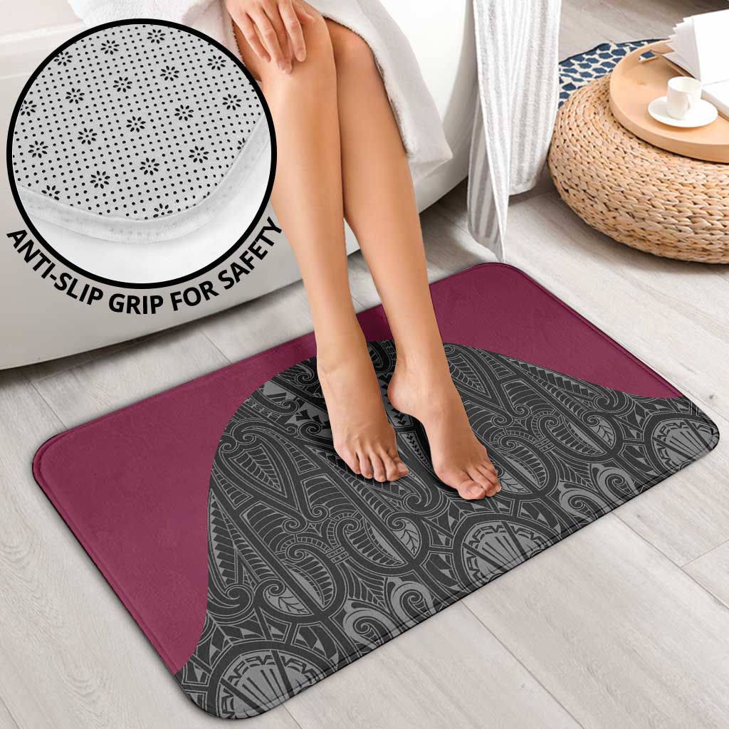 Queensland Maori Rugby Nga Hau e Wha Bathroom Set Maroon Motif - Polynesian Pride