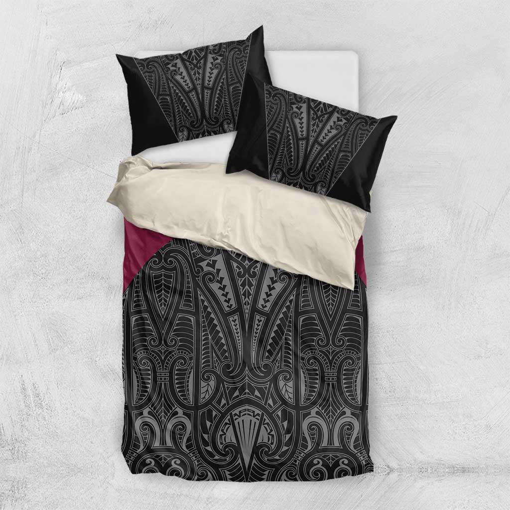 Queensland Maori Rugby Nga Hau e Wha Bedding Set Maroon Motif