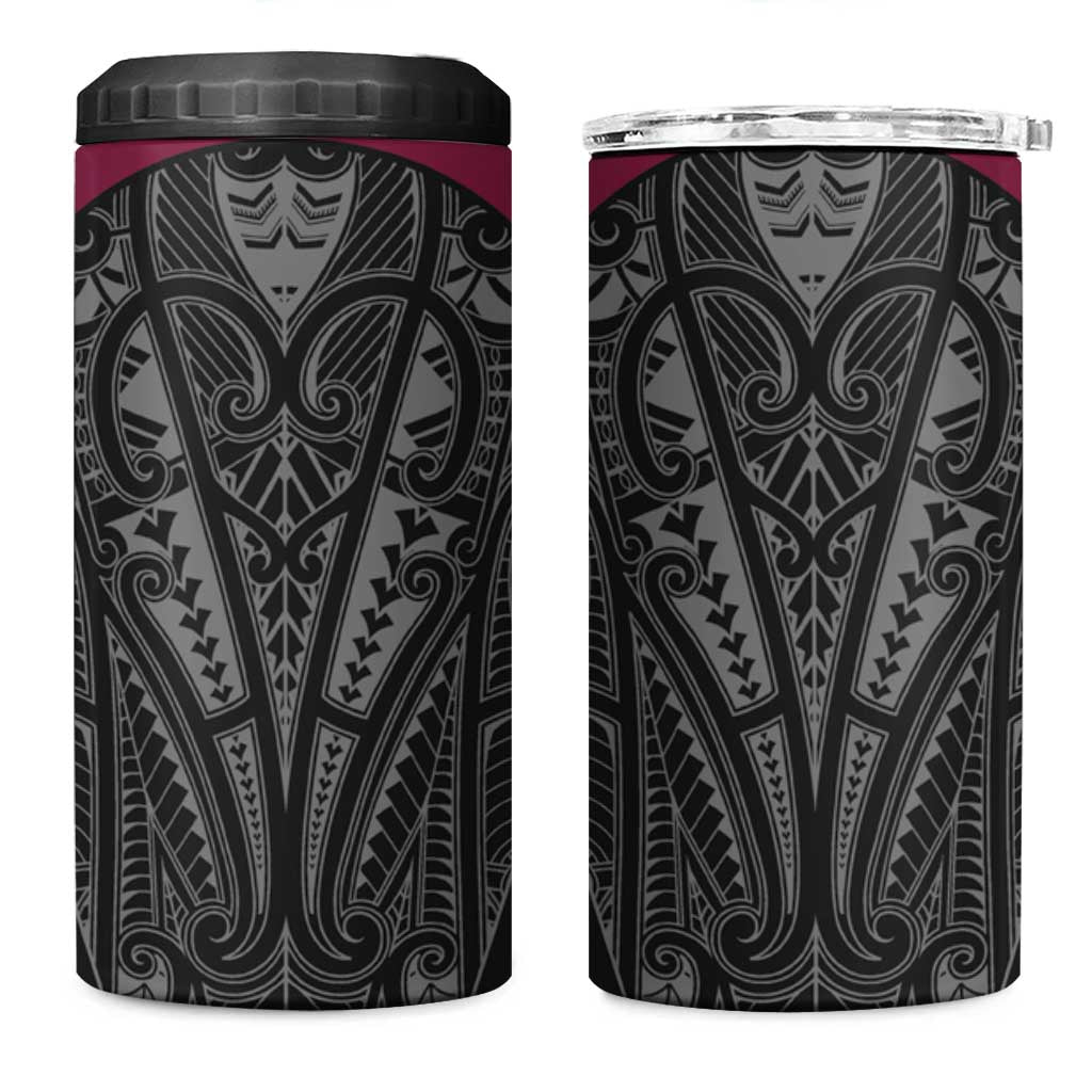 Queensland Maori Rugby Nga Hau e Wha 4 in 1 Can Cooler Tumbler Maroon Motif LT9 One Size: 16 oz Maroon - Polynesian Pride