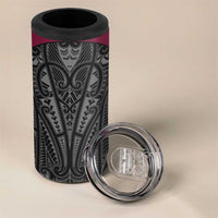 Queensland Maori Rugby Nga Hau e Wha 4 in 1 Can Cooler Tumbler Maroon Motif LT9 - Polynesian Pride