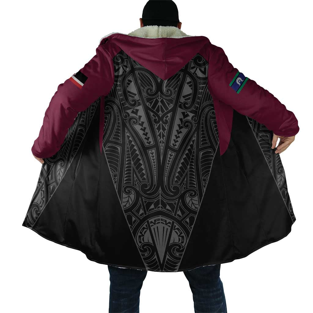 Queensland Maori Rugby Nga Hau e Wha Cloak Maroon Motif - Polynesian Pride