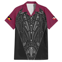 Queensland Maori Rugby Nga Hau e Wha Family Matching Long Sleeve Bodycon Dress and Hawaiian Shirt Maroon Motif LT9 Dad's Shirt - Short Sleeve Maroon - Polynesian Pride