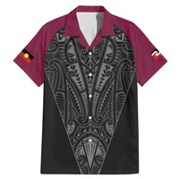 Queensland Maori Rugby Nga Hau e Wha Family Matching Mermaid Dress and Hawaiian Shirt Maroon Motif LT9 Dad's Shirt - Short Sleeve Maroon - Polynesian Pride