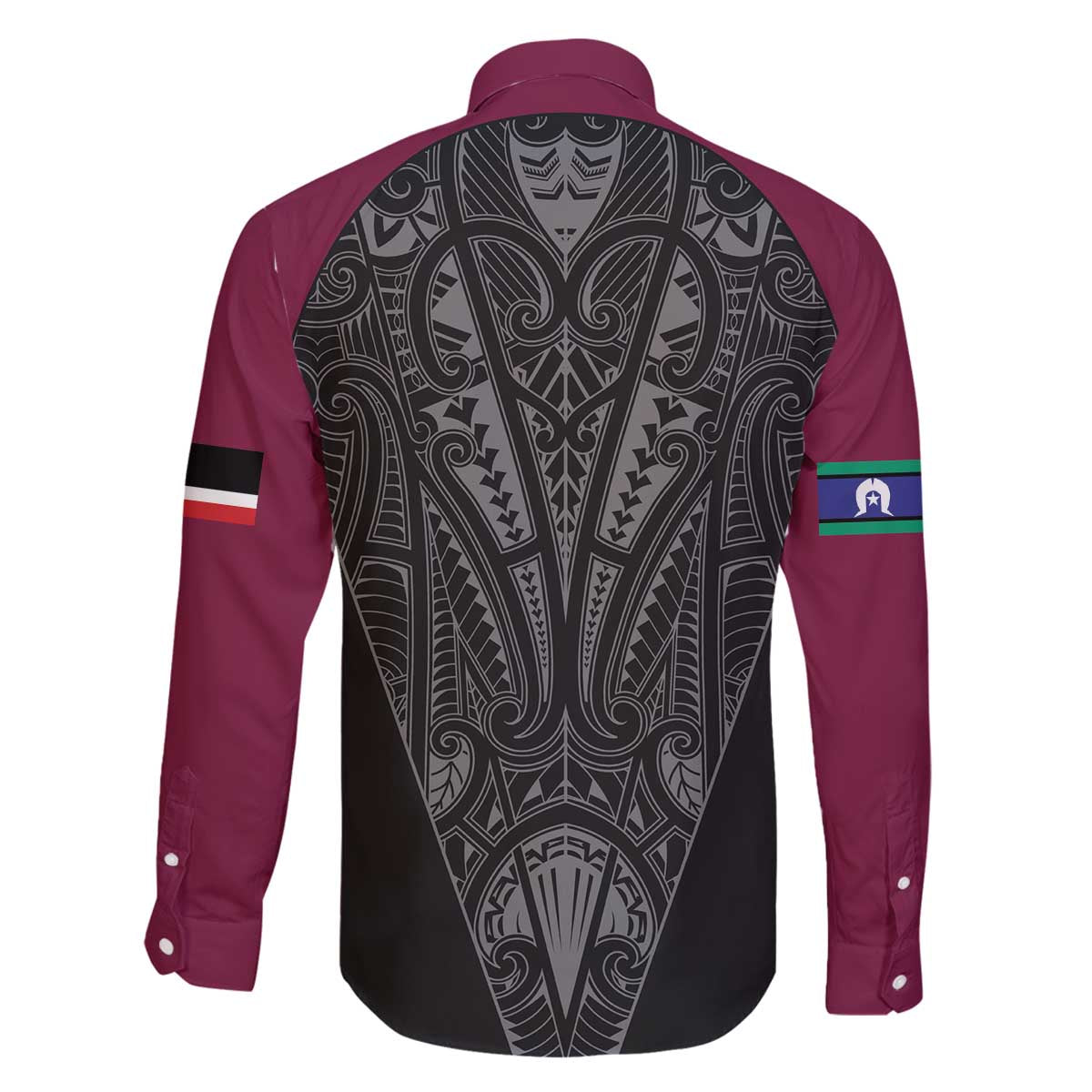 Queensland Maori Rugby Nga Hau e Wha Family Matching Off The Shoulder Long Sleeve Dress and Hawaiian Shirt Maroon Motif LT9 - Polynesian Pride