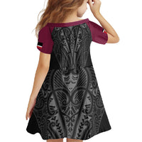 Queensland Maori Rugby Nga Hau e Wha Family Matching Off Shoulder Maxi Dress and Hawaiian Shirt Maroon Motif LT9 - Polynesian Pride