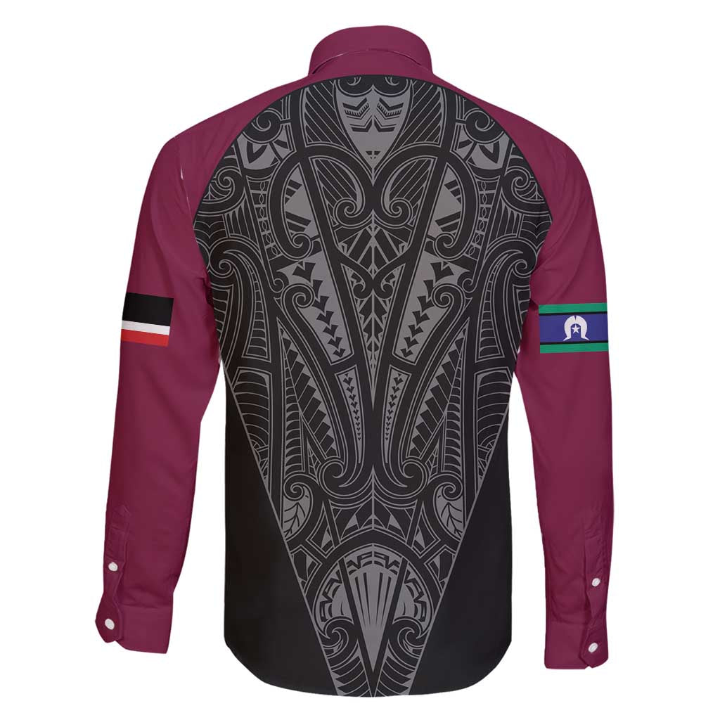 Queensland Maori Rugby Nga Hau e Wha Family Matching Puletasi and Hawaiian Shirt Maroon Motif LT9 - Polynesian Pride