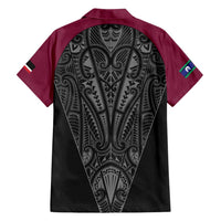 Queensland Maori Rugby Nga Hau e Wha Family Matching Summer Maxi Dress and Hawaiian Shirt Maroon Motif LT9 - Polynesian Pride