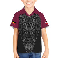 Queensland Maori Rugby Nga Hau e Wha Family Matching Summer Maxi Dress and Hawaiian Shirt Maroon Motif LT9 Son's Shirt Maroon - Polynesian Pride