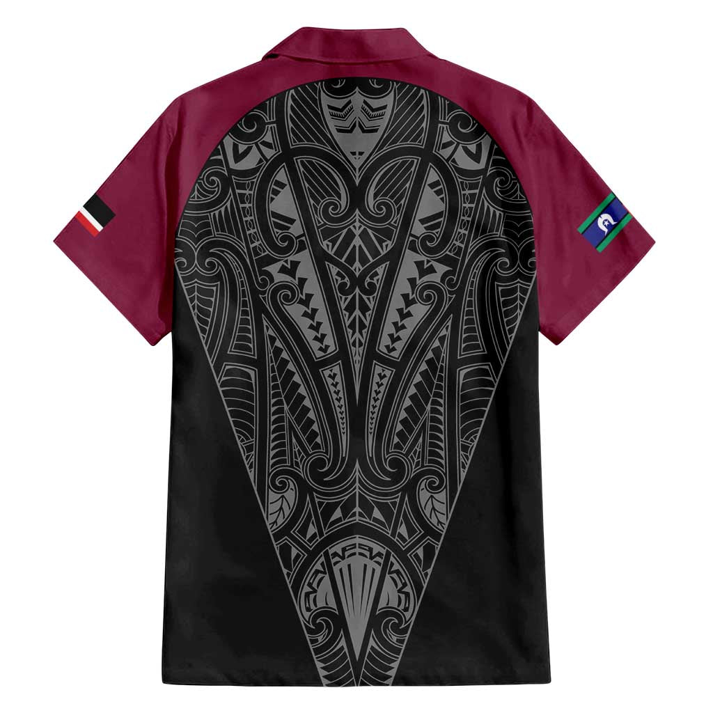 Queensland Maori Rugby Nga Hau e Wha Family Matching Tank Maxi Dress and Hawaiian Shirt Maroon Motif LT9 - Polynesian Pride