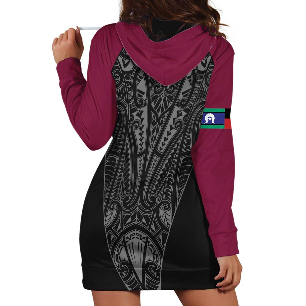 Queensland Maori Rugby Nga Hau e Wha Hoodie Dress Maroon Motif LT9 - Polynesian Pride
