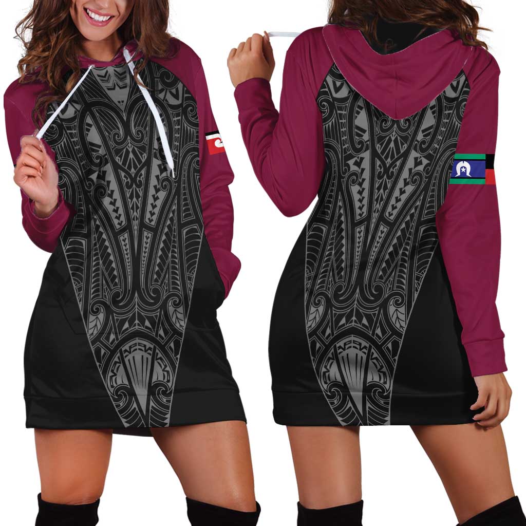 Queensland Maori Rugby Nga Hau e Wha Hoodie Dress Maroon Motif LT9 - Polynesian Pride
