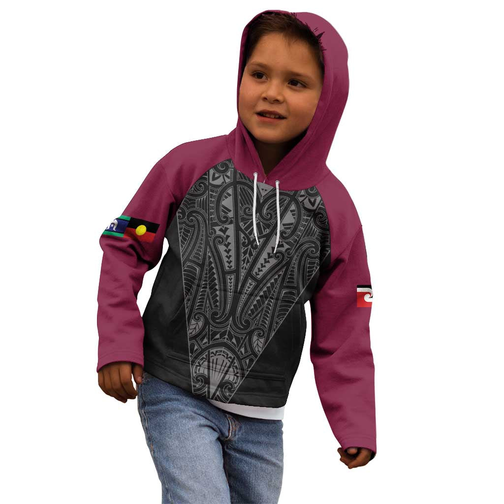 Queensland Maori Rugby Nga Hau e Wha Kid Hoodie Maroon Motif