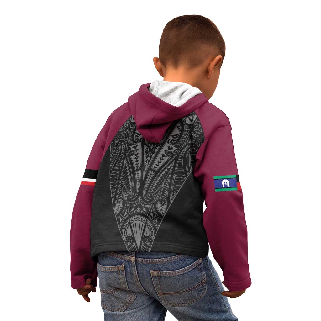 Queensland Maori Rugby Nga Hau e Wha Kid Hoodie Maroon Motif