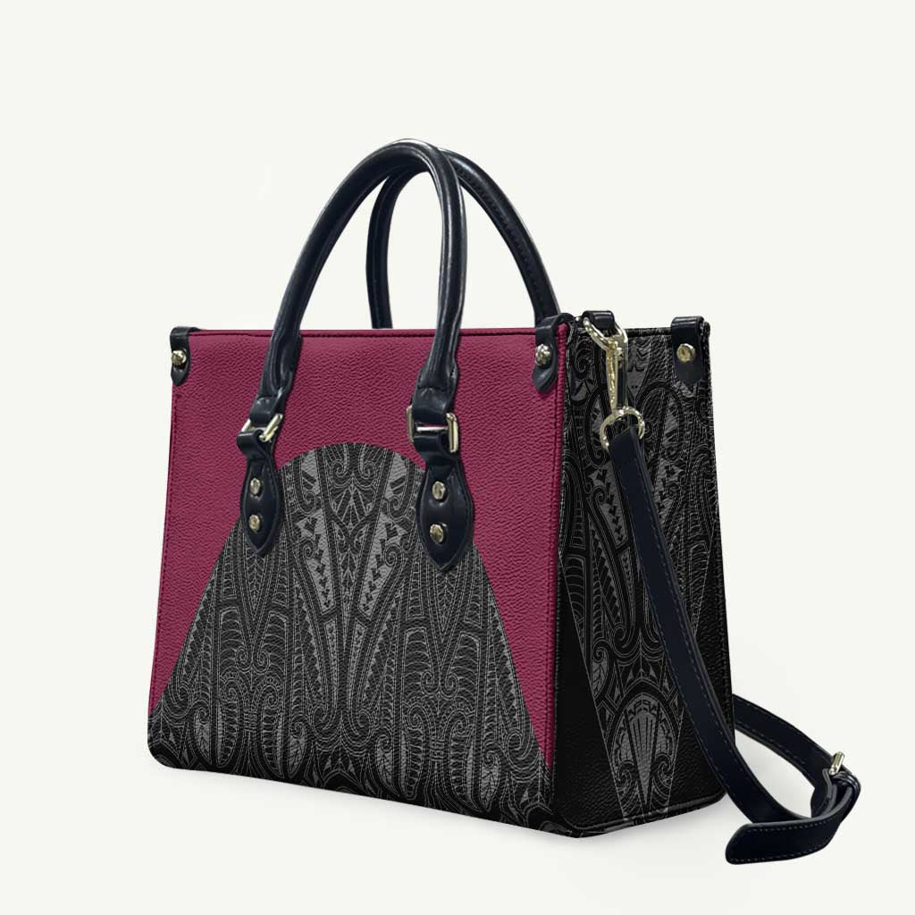 Queensland Maori Rugby Nga Hau e Wha Leather Bag Maroon Motif - Polynesian Pride