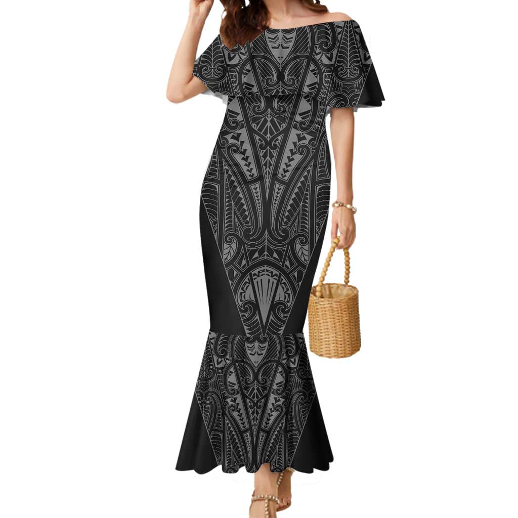 Queensland Maori Rugby Nga Hau e Wha Mermaid Dress Maroon Motif