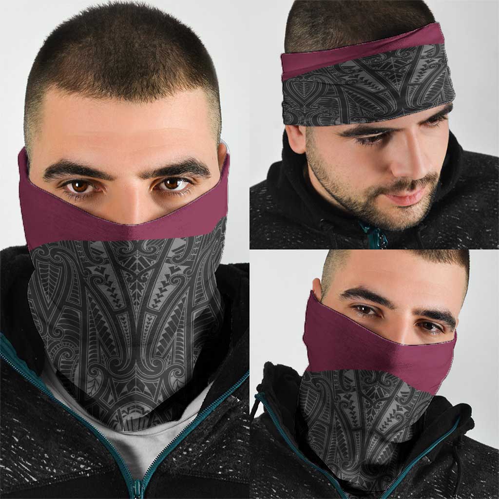 Queensland Maori Rugby Nga Hau e Wha Neck Gaiter Maroon Motif - Polynesian Pride