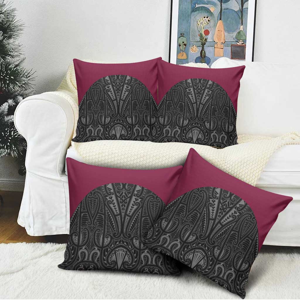 Queensland Maori Rugby Nga Hau e Wha Pillow Cover Maroon Motif - Polynesian Pride