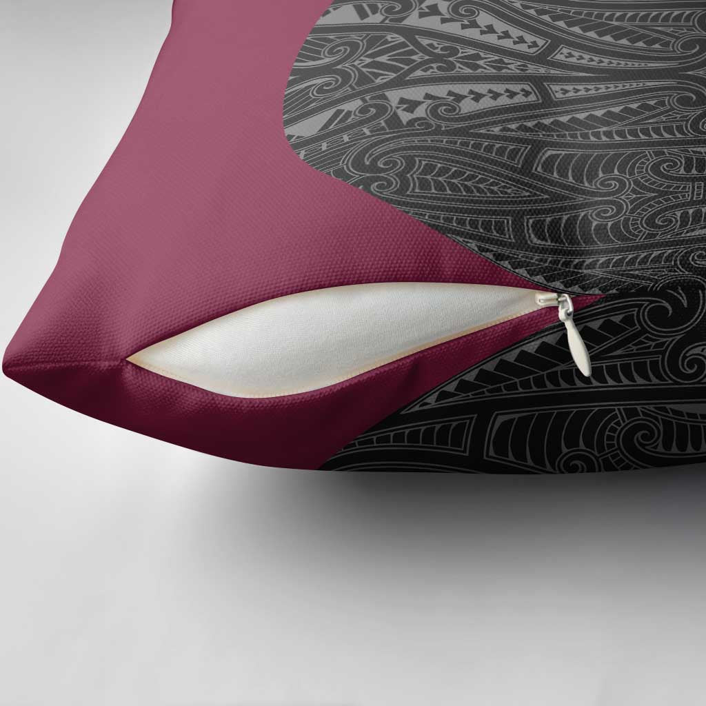 Queensland Maori Rugby Nga Hau e Wha Pillow Cover Maroon Motif - Polynesian Pride