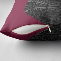 Queensland Maori Rugby Nga Hau e Wha Pillow Cover Maroon Motif - Polynesian Pride