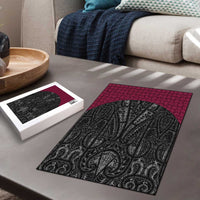 Queensland Maori Rugby Nga Hau e Wha Puzzle Maroon Motif - Polynesian Pride