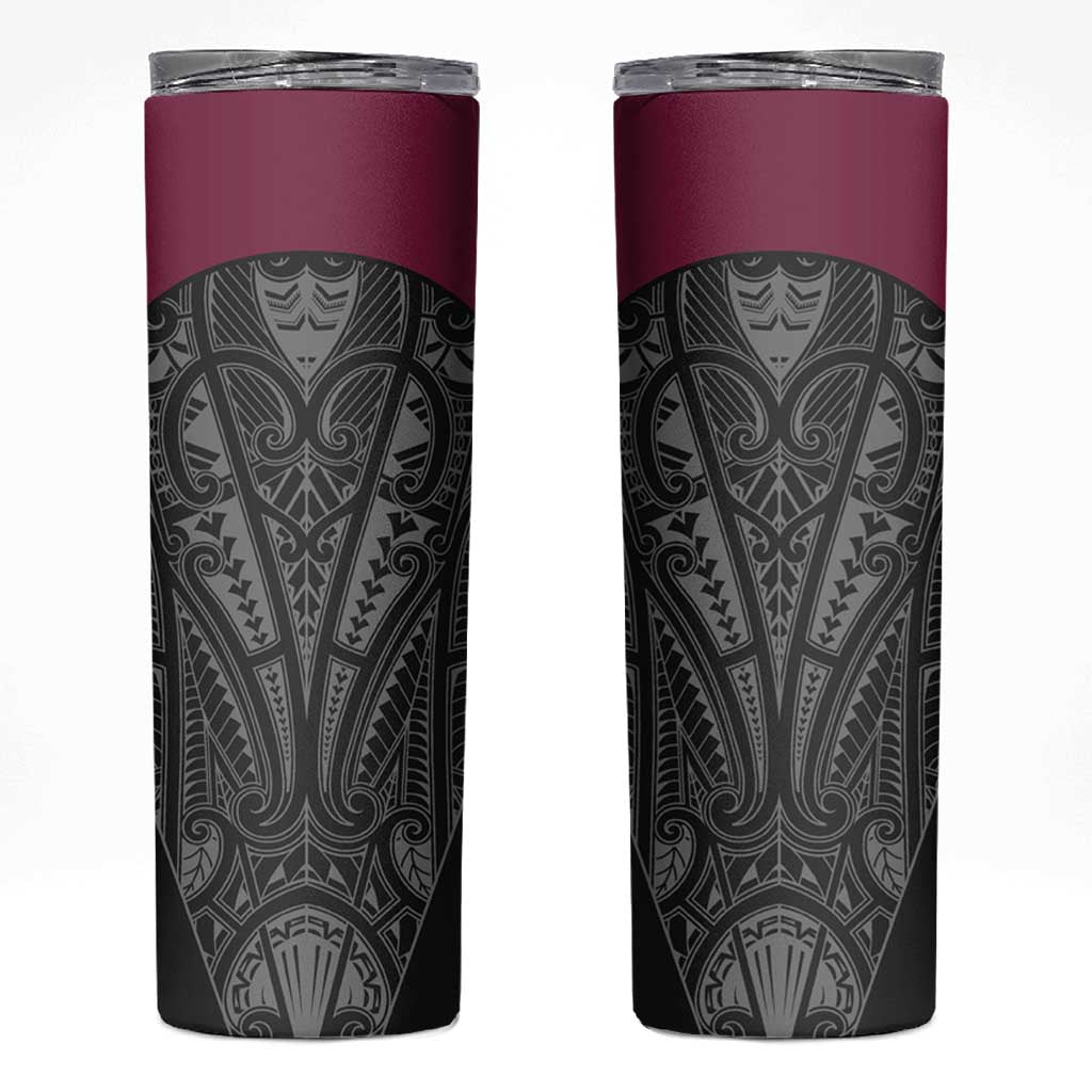 Queensland Maori Rugby Nga Hau e Wha Skinny Tumbler Maroon Motif LT9 Maroon - Polynesian Pride