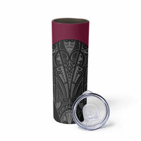 Queensland Maori Rugby Nga Hau e Wha Skinny Tumbler Maroon Motif LT9 - Polynesian Pride