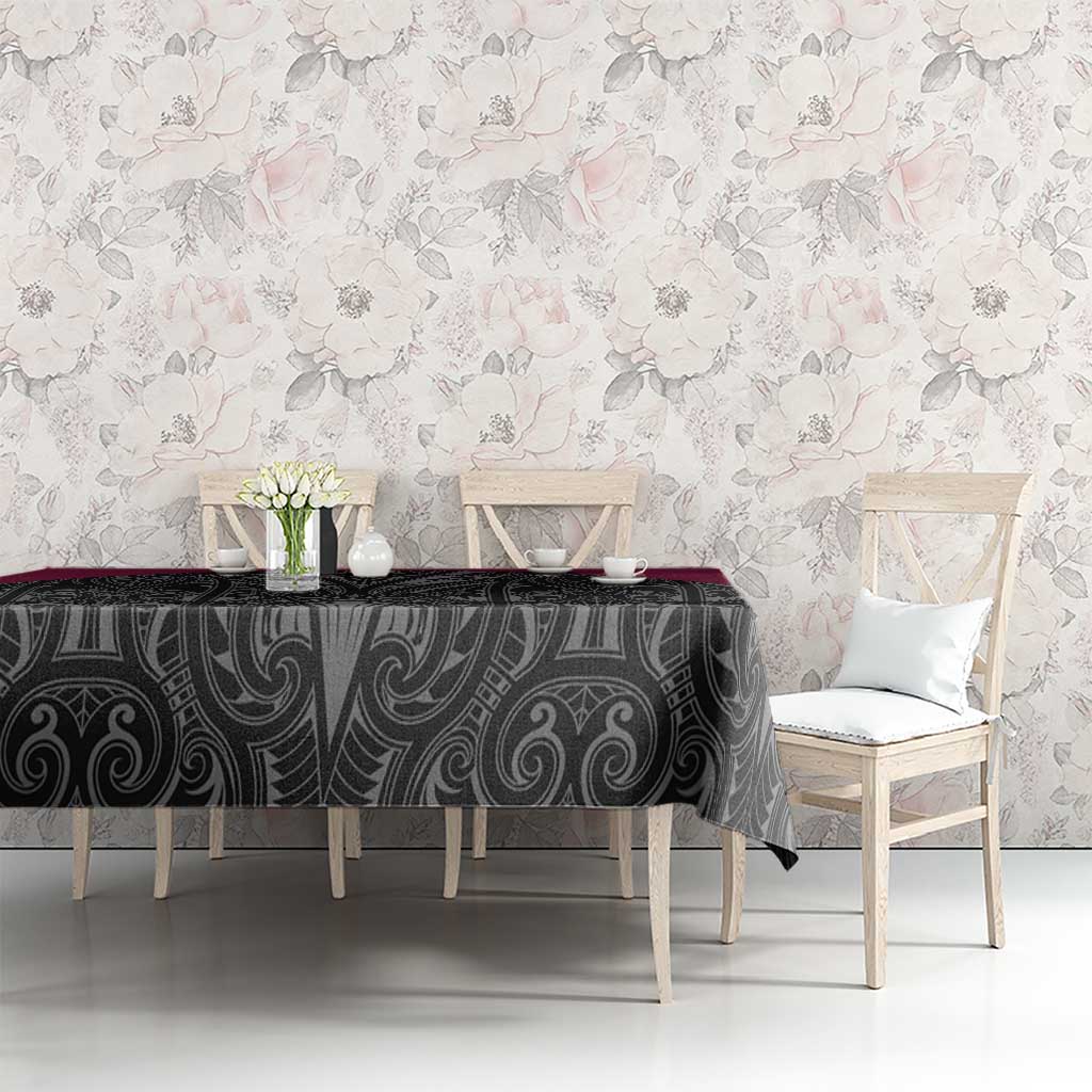 Queensland Maori Rugby Nga Hau e Wha Tablecloth Maroon Motif