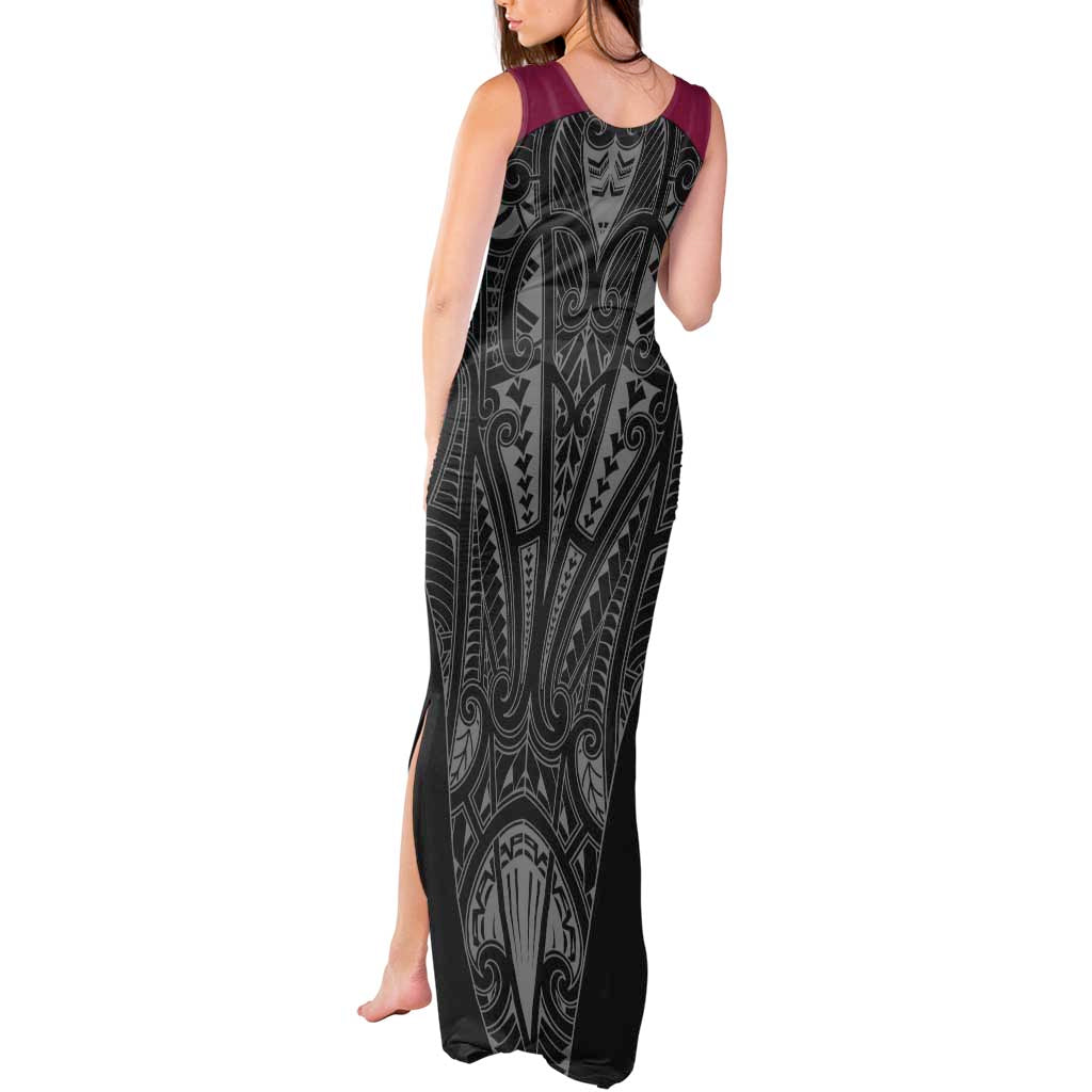 Queensland Maori Rugby Nga Hau e Wha Tank Maxi Dress Maroon Motif