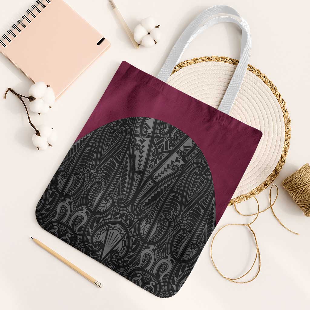 Queensland Maori Rugby Nga Hau e Wha Tote Bag Maroon Motif - Polynesian Pride