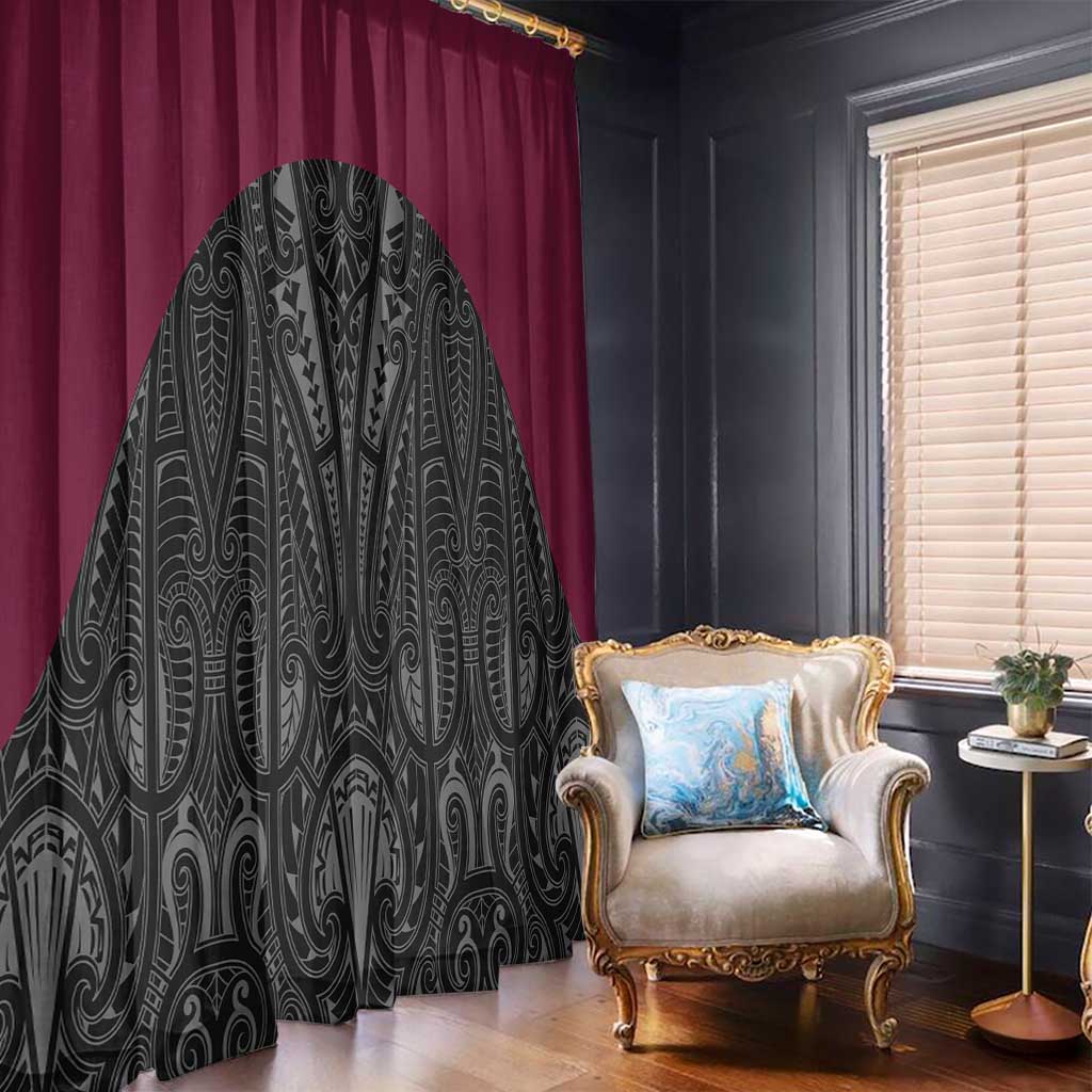 Queensland Maori Rugby Nga Hau e Wha Window Curtain Maroon Motif