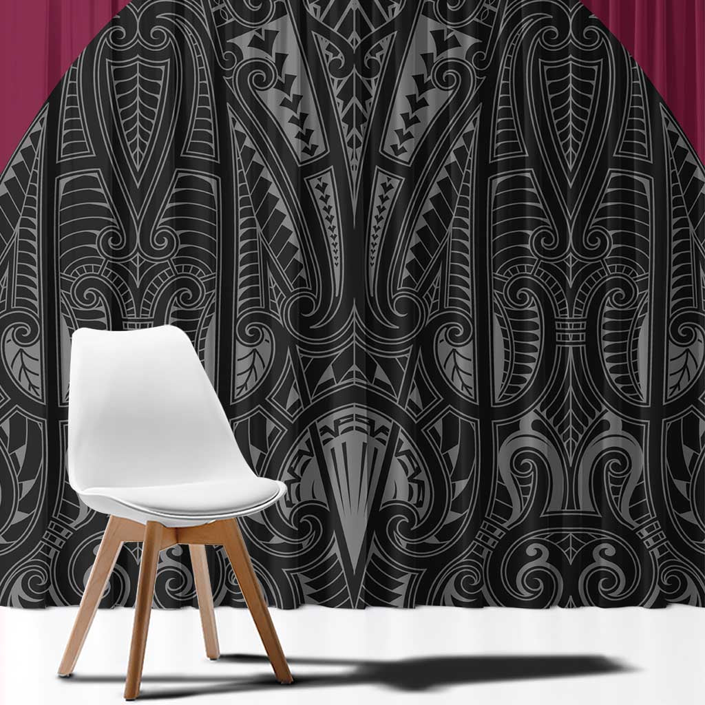 Queensland Maori Rugby Nga Hau e Wha Window Curtain Maroon Motif