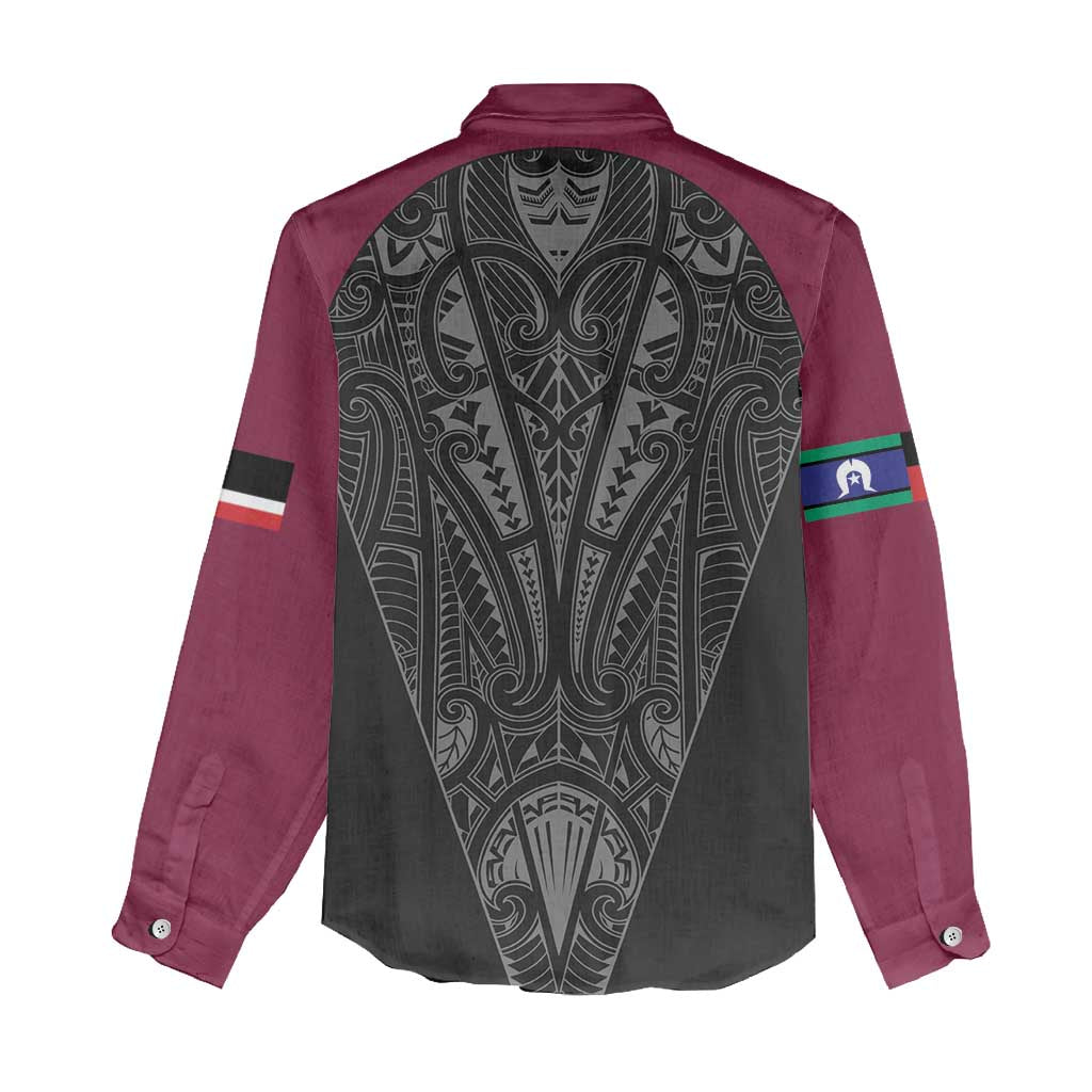 Queensland Maori Rugby Nga Hau e Wha Women Casual Shirt Maroon Motif LT9 - Polynesian Pride
