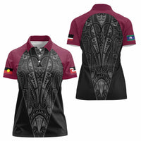 Queensland Maori Rugby Nga Hau e Wha Women Polo Shirt Maroon Motif LT9 - Polynesian Pride