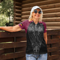 Queensland Maori Rugby Nga Hau e Wha Women Polo Shirt Maroon Motif LT9 - Polynesian Pride