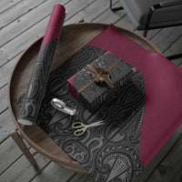 Queensland Maori Rugby Nga Hau e Wha Wrapping Paper Maroon Motif - Polynesian Pride