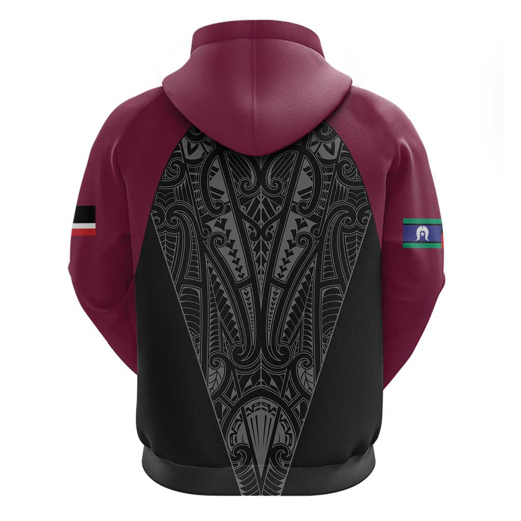 Queensland Maori Rugby Nga Hau e Wha Zip Hoodie Maroon Motif LT9 - Polynesian Pride