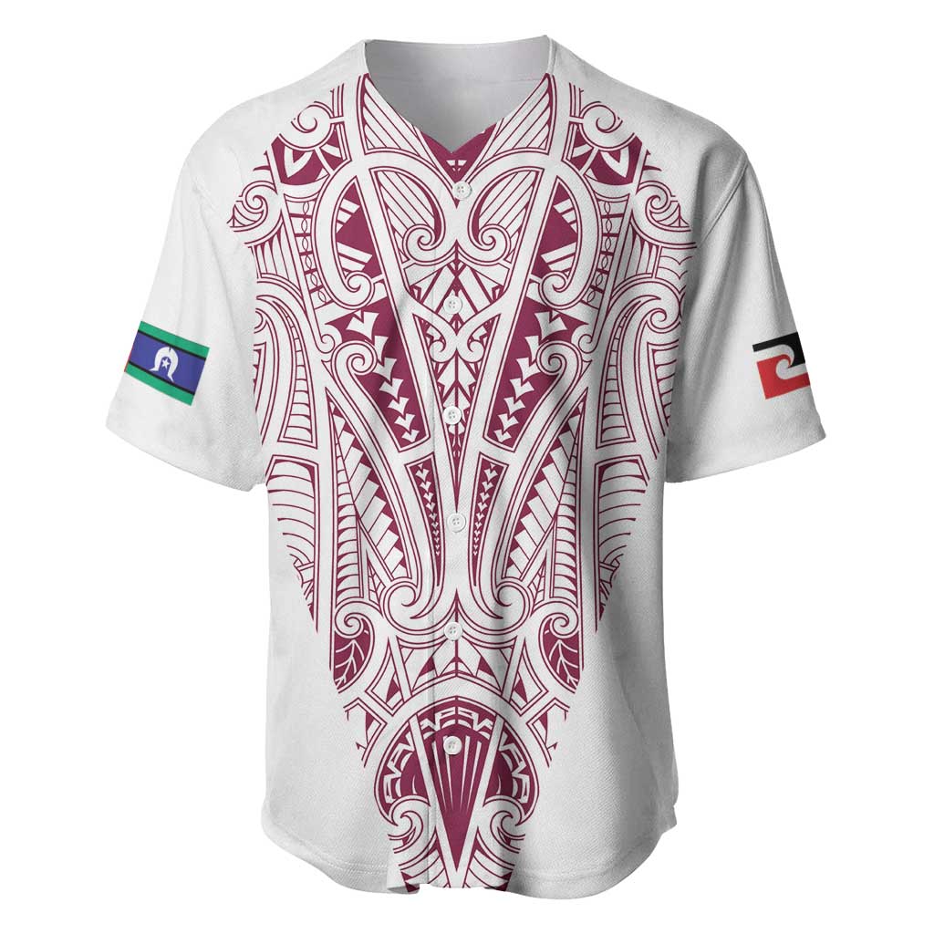 Queensland Maori Rugby Nga Hau e Wha Baseball Jersey White Motif LT9 White - Polynesian Pride