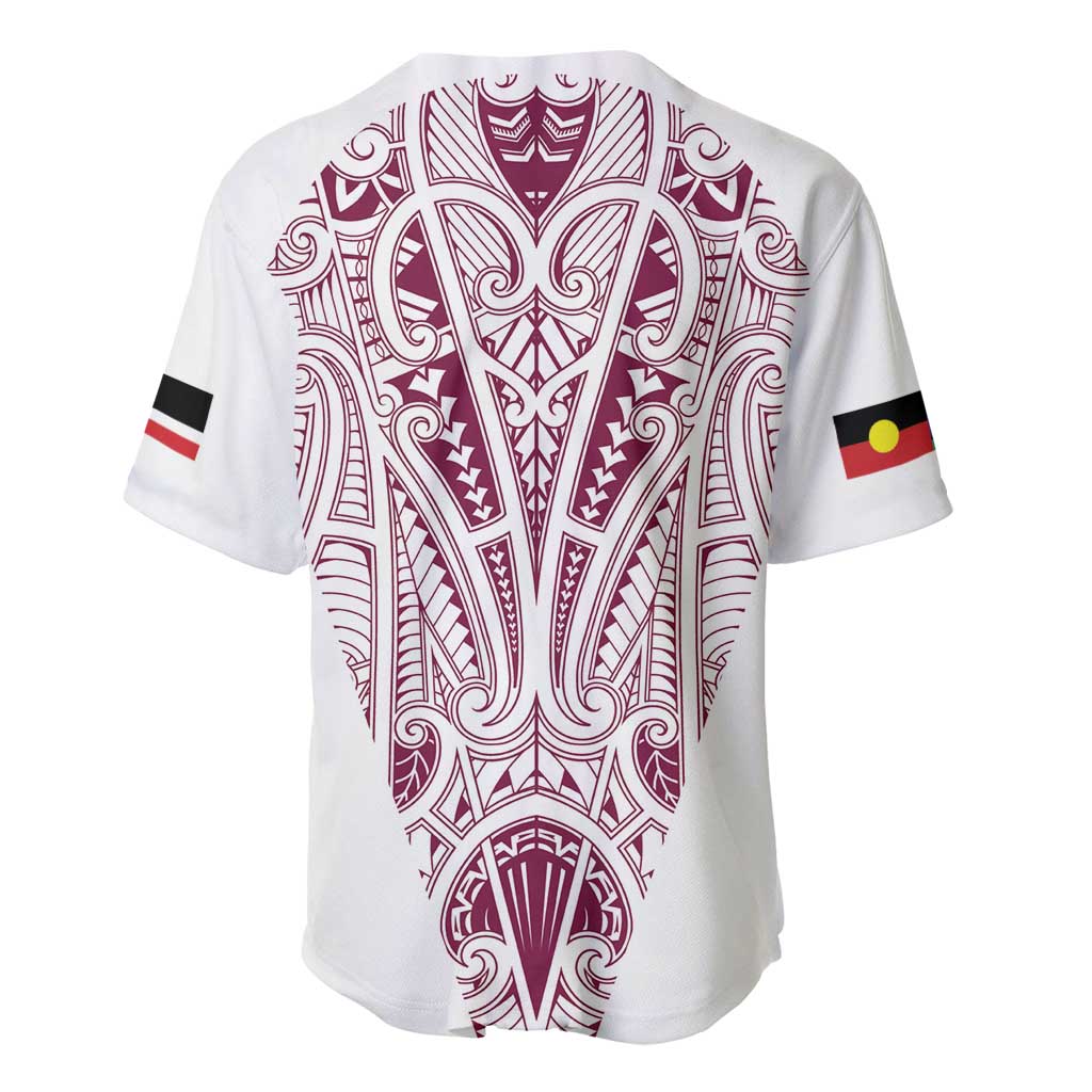 Queensland Maori Rugby Nga Hau e Wha Baseball Jersey White Motif LT9 - Polynesian Pride