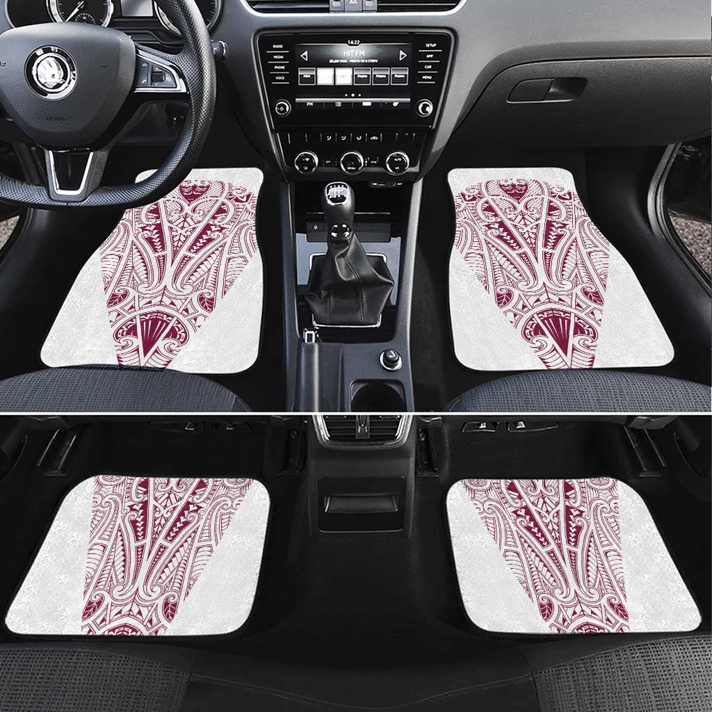 Queensland Maori Rugby Nga Hau e Wha Car Mats White Motif LT9 Set 4pcs White - Polynesian Pride