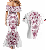Queensland Maori Rugby Nga Hau e Wha Couples Matching Mermaid Dress and Hawaiian Shirt White Motif LT9 - Polynesian Pride