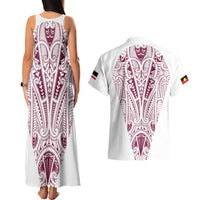 Queensland Maori Rugby Nga Hau e Wha Couples Matching Tank Maxi Dress and Hawaiian Shirt White Motif LT9 - Polynesian Pride