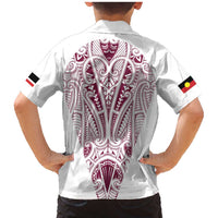 Queensland Maori Rugby Nga Hau e Wha Family Matching Mermaid Dress and Hawaiian Shirt White Motif LT9 - Polynesian Pride