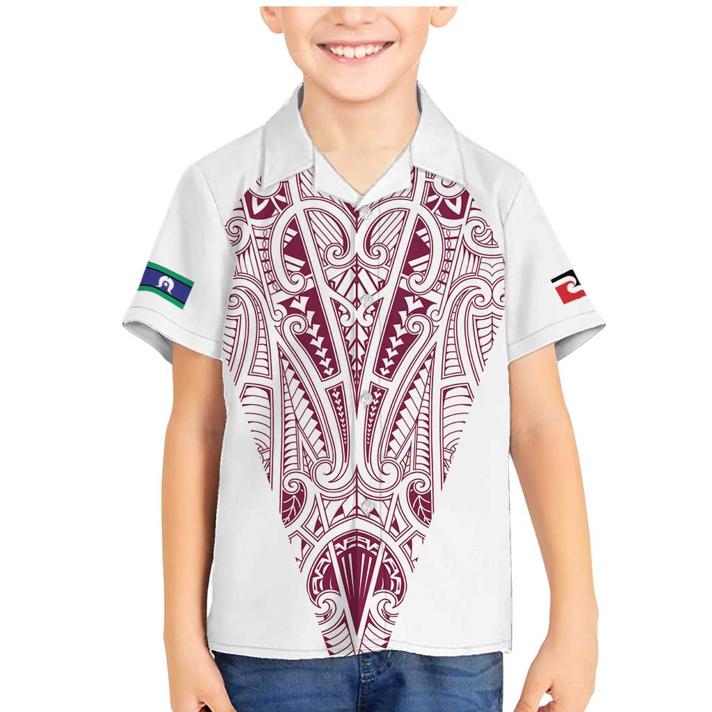 Queensland Maori Rugby Nga Hau e Wha Family Matching Mermaid Dress and Hawaiian Shirt White Motif LT9 Son's Shirt White - Polynesian Pride