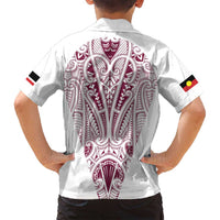 Queensland Maori Rugby Nga Hau e Wha Family Matching Off Shoulder Maxi Dress and Hawaiian Shirt White Motif LT9 - Polynesian Pride
