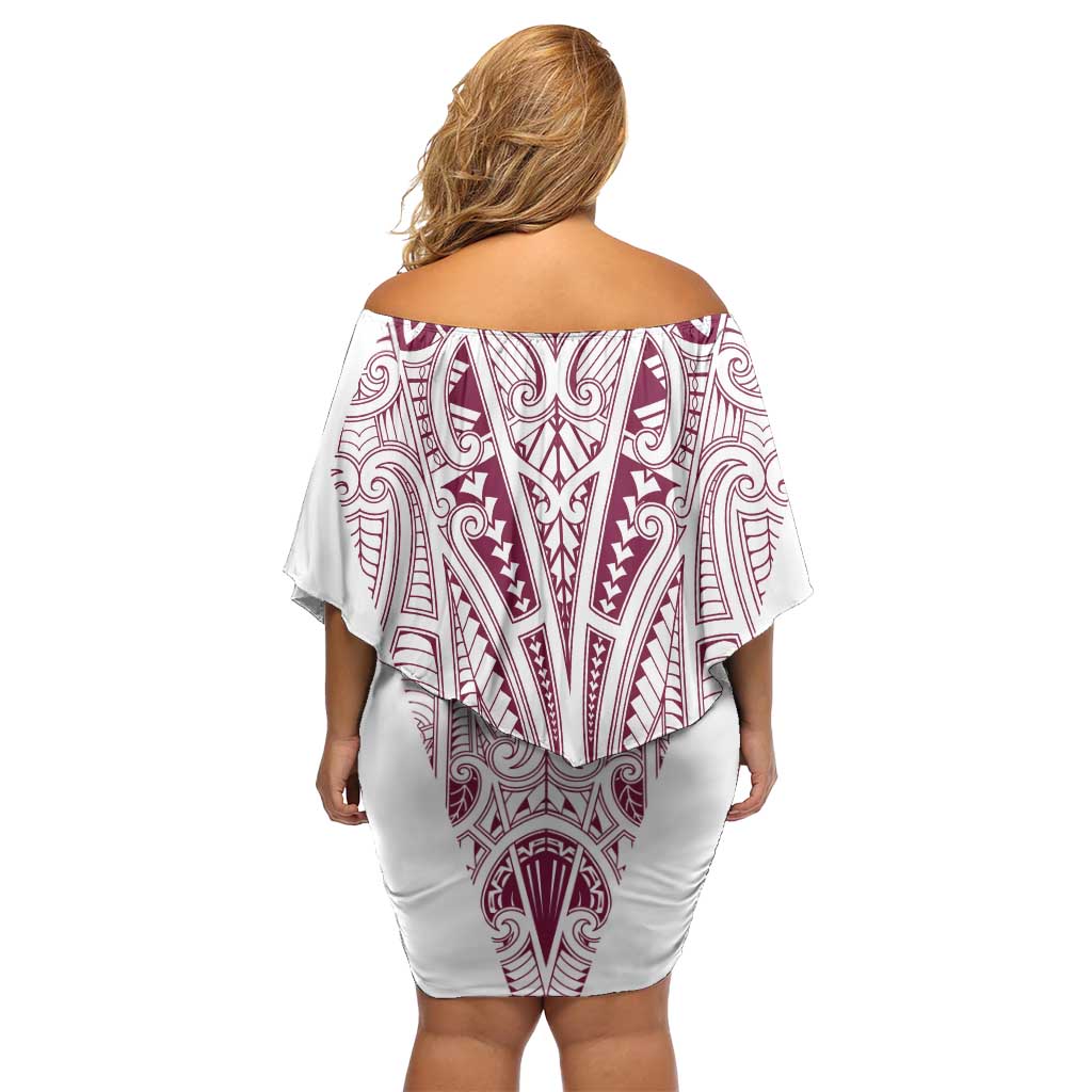 Queensland Maori Rugby Nga Hau e Wha Family Matching Off Shoulder Short Dress and Hawaiian Shirt White Motif LT9 - Polynesian Pride