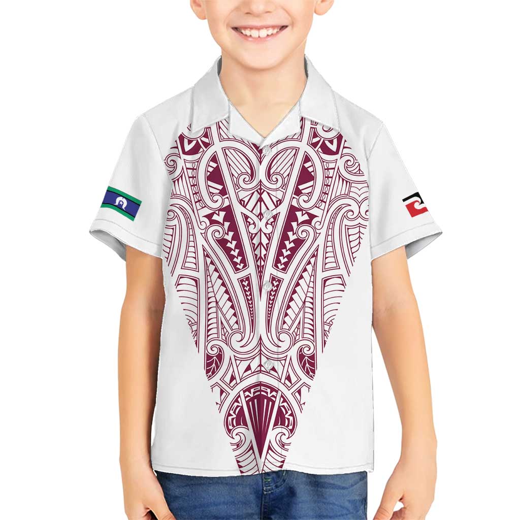 Queensland Maori Rugby Nga Hau e Wha Family Matching Summer Maxi Dress and Hawaiian Shirt White Motif LT9 Son's Shirt White - Polynesian Pride