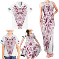 Queensland Maori Rugby Nga Hau e Wha Family Matching Tank Maxi Dress and Hawaiian Shirt White Motif LT9 - Polynesian Pride