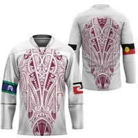 Queensland Maori Rugby Nga Hau e Wha Hockey Jersey White Motif LT9 - Polynesian Pride