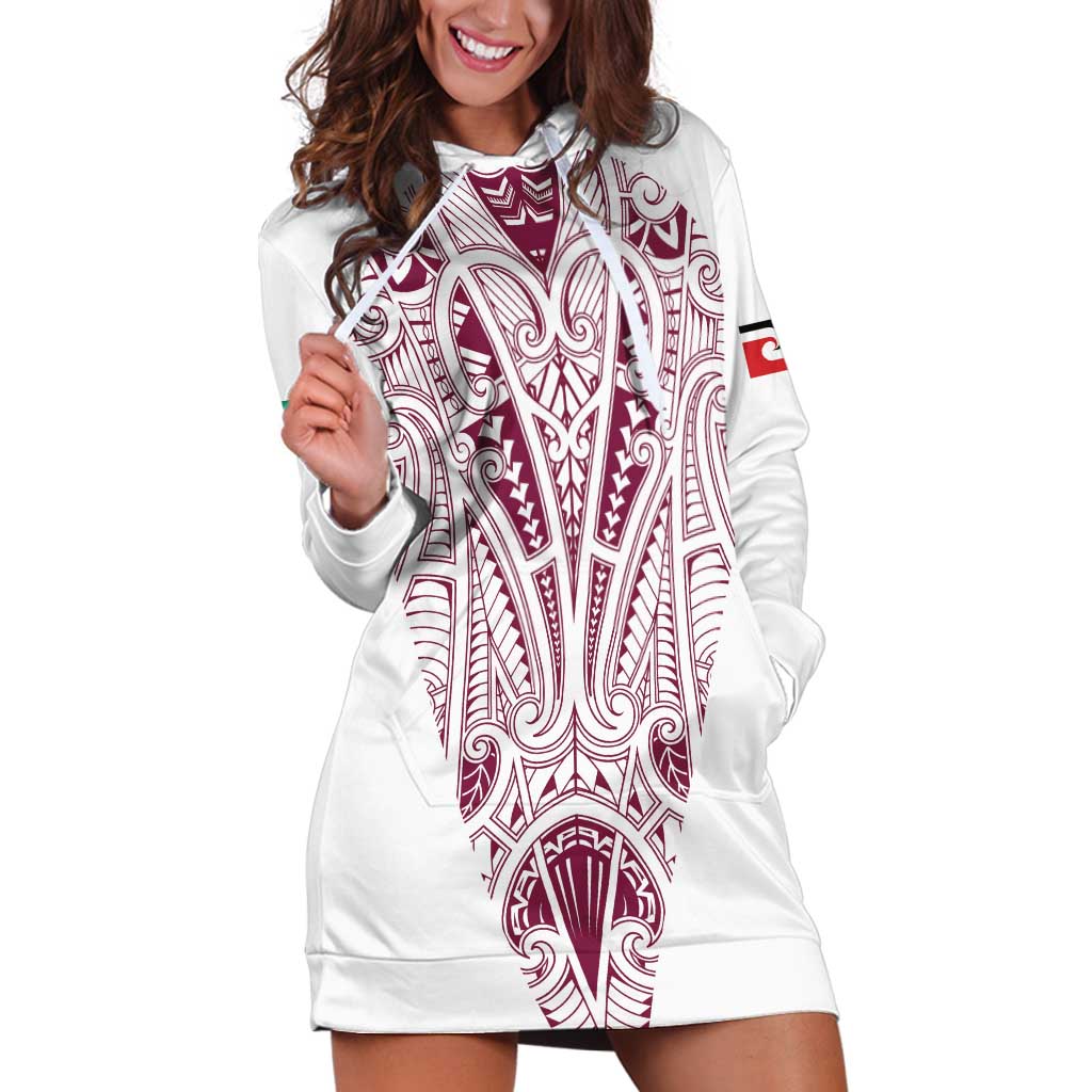 Queensland Maori Rugby Nga Hau e Wha Hoodie Dress White Motif LT9 White - Polynesian Pride